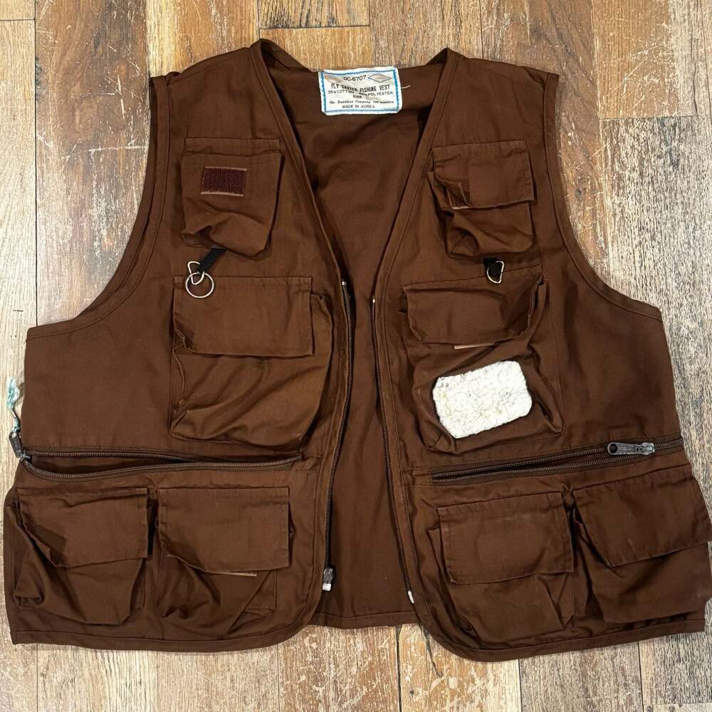 Vintage Korean Fly Fishing Sports Tattical Multipocket Vest Jacket Large